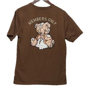 Members Only Teddy Bear Graphic T Shirt Mens Large Brown Streetwear Y2K Cotton
